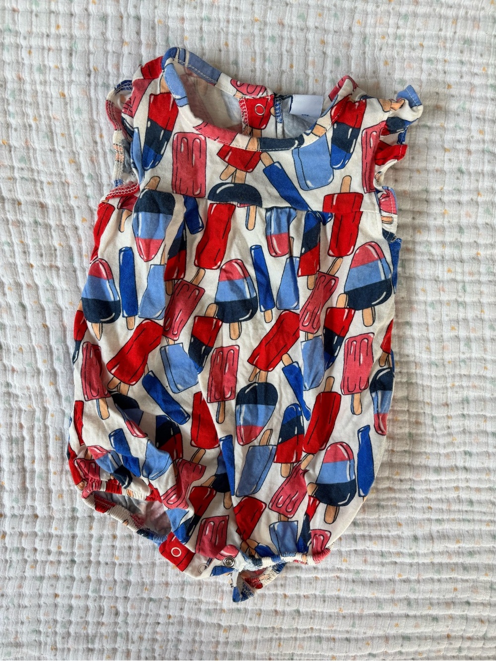 Old Navy Cream Popsicle Print Romper with Red and Blue Accents